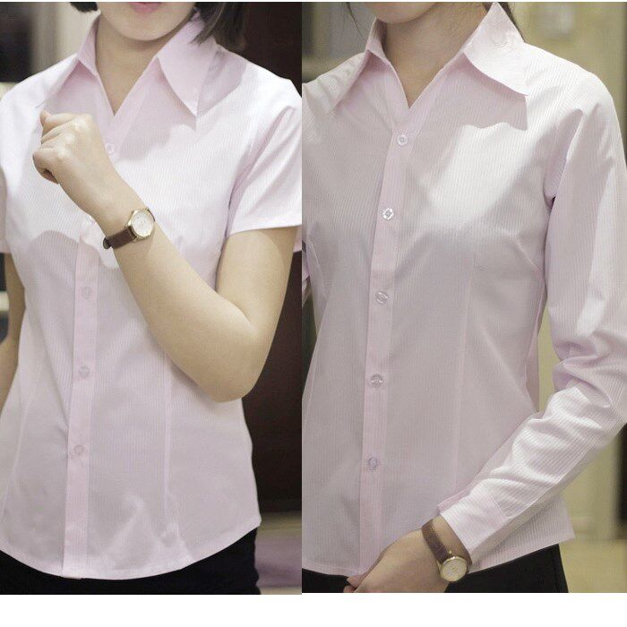 new pattern Self cultivation formal wear Occupation stripe Pink shirt Short sleeved work clothes Long sleeved shirt half sleevein the Women's clothing/Boutique , Shirt  category - from Buy2taobao.com to provide professional Taobao agent buy service