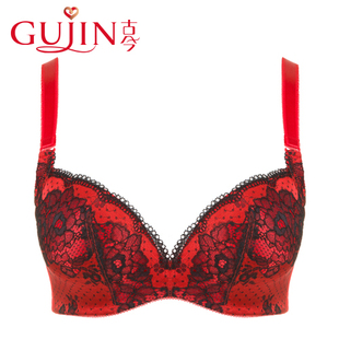 GUJIN古今内衣上薄下厚有钢圈3/4上托收侧调整型聚拢文胸罩0F831