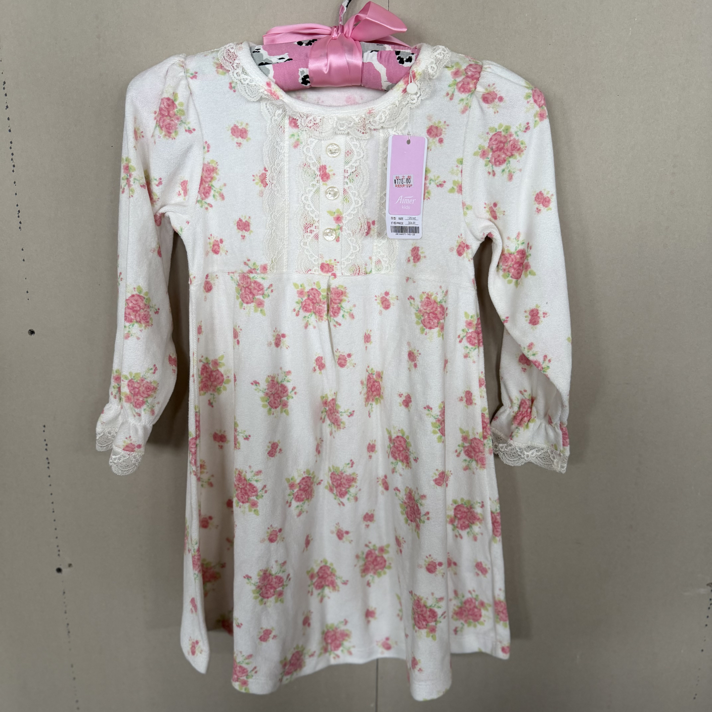 爱慕儿童女童长袖中厚睡裙3岁+女孩印花家居服裙子AK144N71