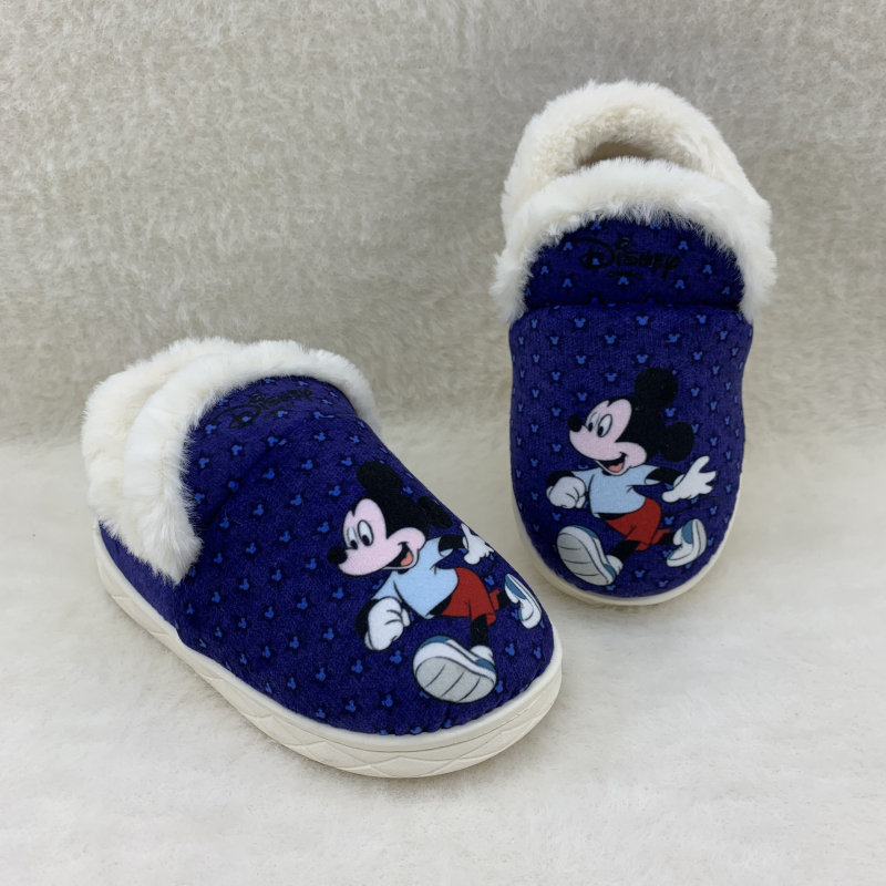鞋柜迪士尼秋冬季儿童棉拖毛毛保暖包跟棉鞋卡通男童室内居家鞋