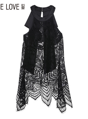 爱慕旗下心爱女士家居服睡裙一见倾心带杯垫蕾丝短裙SL44J71