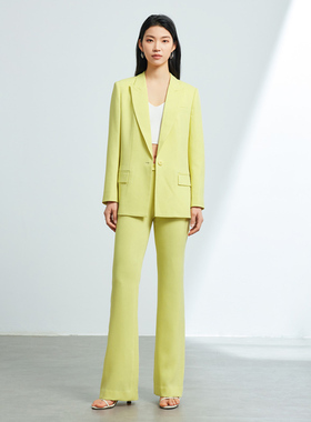 Uslonsrd笙声曼 黄色西装长袖外套女职业装ol直身版高定手工订制