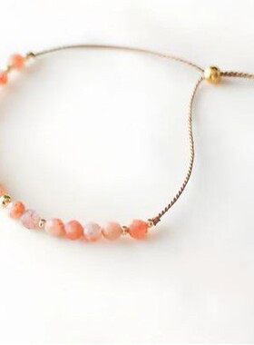 水晶线绳编织手链小金珠棱