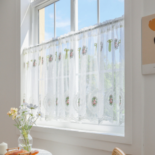 椭圆玫瑰蝴蝶结文艺短帘半帘咖啡帘半截帘柜门帘幔头帘