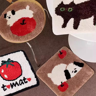 插画装 饰坐垫簇绒防滑椅垫可爱毛绒办公室沙发汽车送礼物