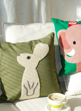 绿色沙发抱枕套不含芯客厅轻奢高级感2025新款可爱靠背靠垫靠枕头