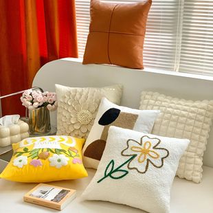 北欧花朵抱枕客厅奶油沙发靠垫花卉样板间飘窗靠垫套办公车用抱枕