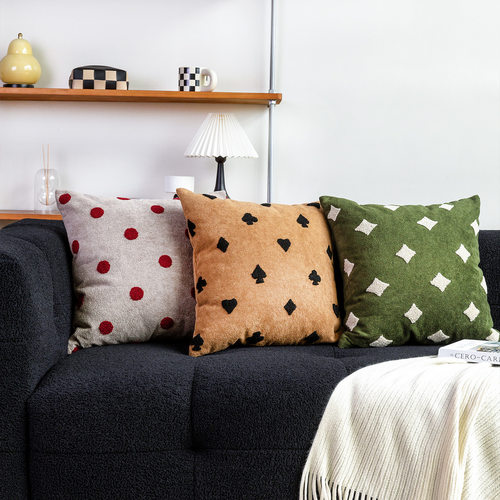 中古风「三色刺绣抱枕」客厅沙发靠垫办公室腰枕套床头卧室靠枕