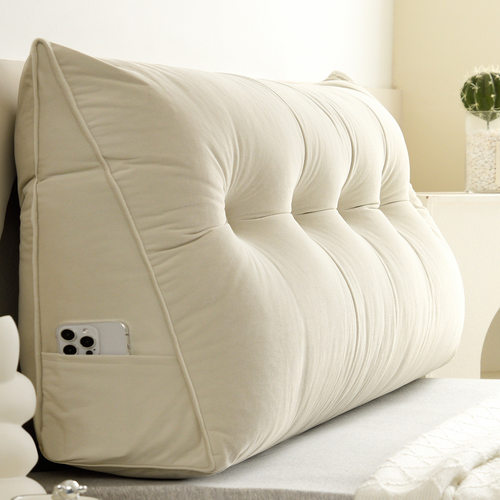 小羊绒跨境床头三角靠垫床上靠枕大靠背护腰垫背榻榻米软包可