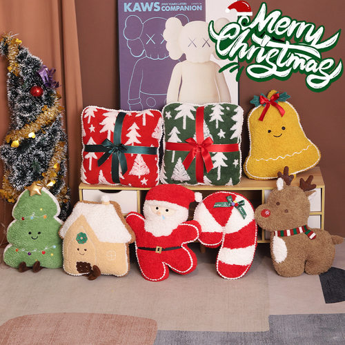 新年圣诞毛绒玩具可爱老人公仔可爱男女生姜饼人卧室沙发靠枕节日