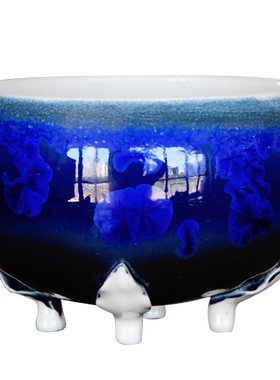 梅森瓷器结晶釉花器四足盆