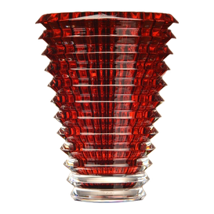 法国 Baccarat 巴卡拉 水晶 EYE璀璨系列 红色 椭圆形花瓶 摆件