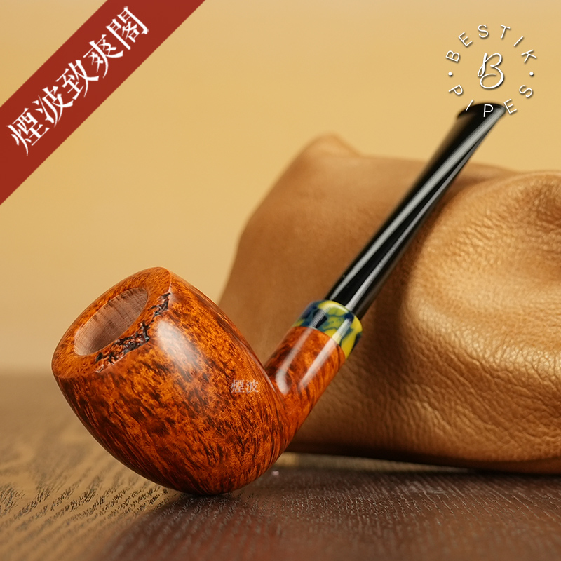 长橡果型彩色饰圈石楠木烟斗