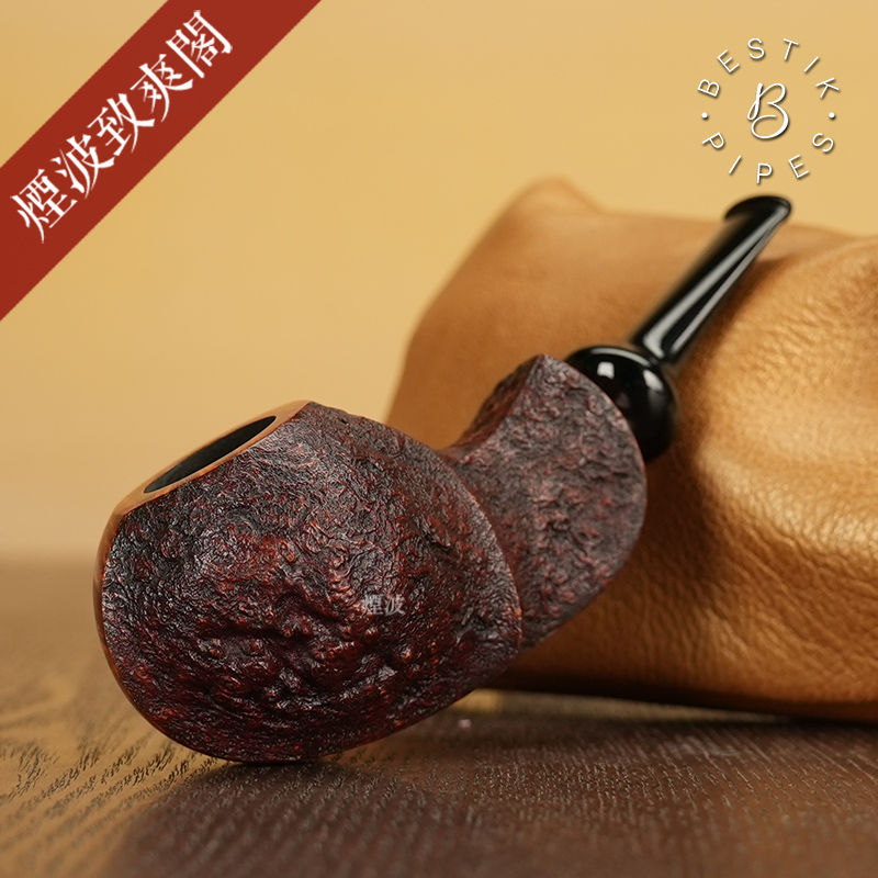 双面鼓河豚型手工制石楠木烟斗