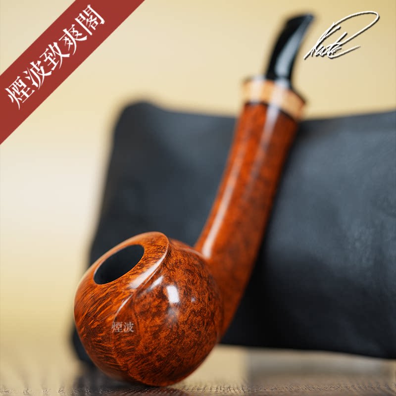 丹麦 Kent Rusmussen 单蝴蝶 长柄 切线河豚型 手工制 石楠木烟斗