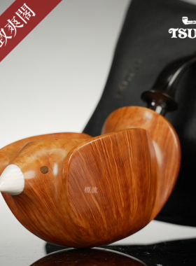 日本 TSUGE 柘植 IKEBANA 花道 福田 M级 小鸟型 石楠木 烟斗