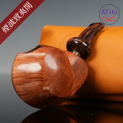 双面鼓河豚型手工制石楠木烟斗