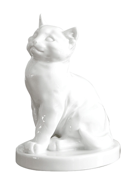 动物瓷塑纯白小猫摆件