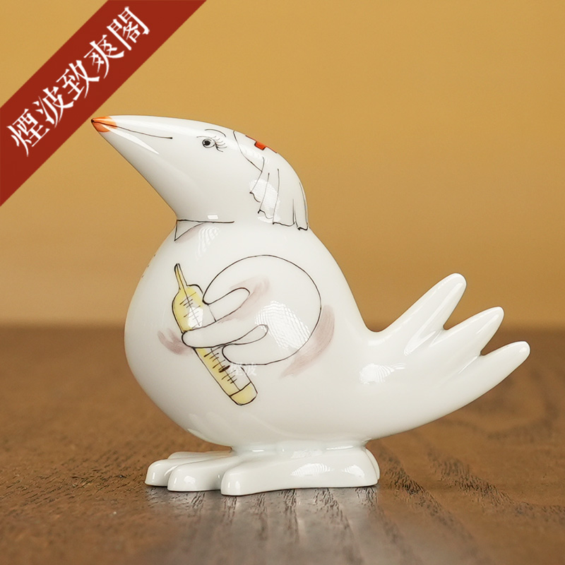 趣味小鸟护士小型瓷偶摆件