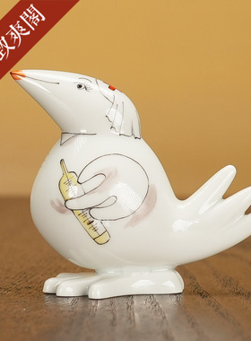 趣味小鸟护士小型瓷偶摆件