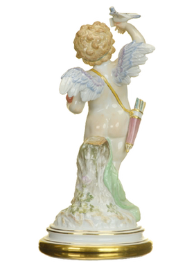 穿衬衫的丘比特彩色描金瓷塑