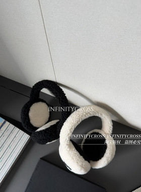 【INFINITYCROSS】25B100%羊羔毛拼色保暖护耳耳罩女滑雪防寒耳包