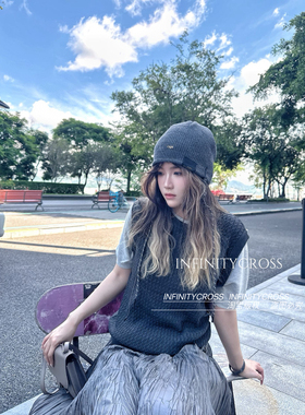 【INFINITYCROSS】潮牌小众设计师款长绳子毛线帽子女套头针织帽