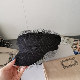 【ICROSS】新韩版m字母网纱洋气八角帽报童帽子英伦鸭舌帽女
