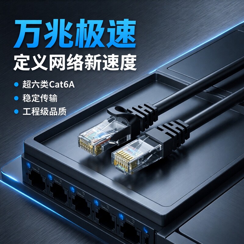 超六类Cat6A万兆极速网线家用宽带路由器机房布线工程监控网络线