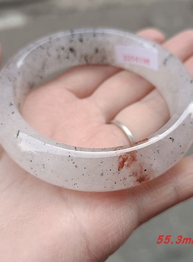 天然黄金超水晶手镯55mm内径水晶手镯花纹漂亮冰冰透透无优化实拍