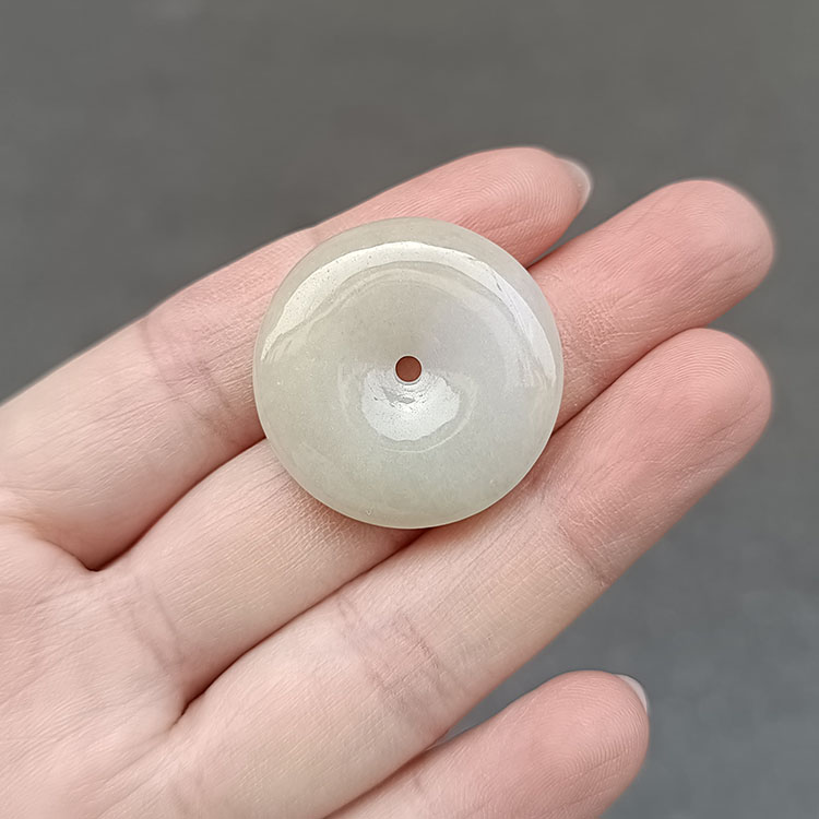 汇宝斋缅甸天然翡翠A货珠宝玉石老坑冰种细腻平安扣吊坠实物拍照