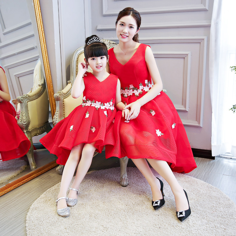 gules Wedding dress Mother and daughter perform With children National day fashion Evening dress children girl new pattern 2017 Autumnin the Children/Baby/Family fitted , Family fitted/Parenting Fashion  category - from Buy2taobao.com to provide professional Taobao agent buy service
