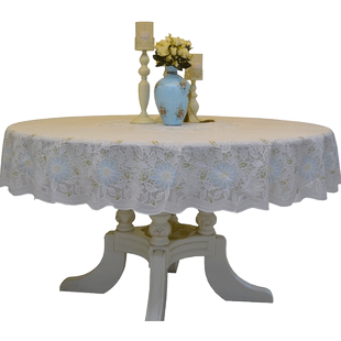 PVC圆桌布防水防油免洗台布 简奢圆形餐桌布六八人饭桌垫子桌面布