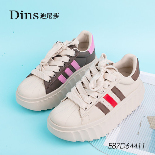 迪尼莎牛皮系带贝壳百搭休闲
