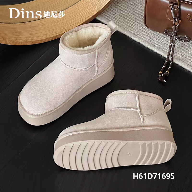 2025冬季新款厚底舒适保暖环保皮绒里绒垫雪地靴女71695