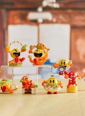 CJoy x 万代南梦宫吃豆人早午餐系列PVC高约8cm盲盒潮玩卡通送人