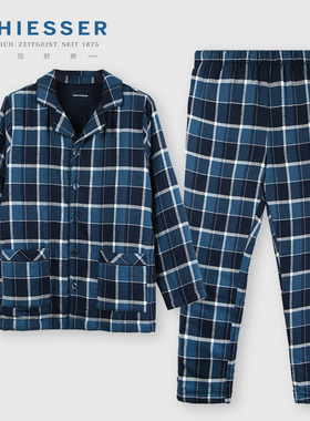 德国舒雅棉服男3层夹棉加厚男士家居服长袖保暖睡衣套装19014H