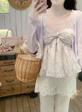 【Dear YN】温柔多色百搭竹节棉系带短款开衫防晒小衫薄款外套女