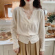 Dear 显瘦薄款 温柔风V领蕾丝针织打底衫 外穿修身 针织开衫 女