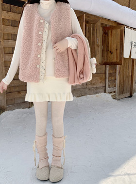 【Dear YN】温柔软糯仿水貂绒高腰短裙半身裙甜美减龄花边短裙新