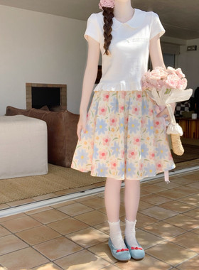 【Dear YN】椿日花信 碎花半身裙女夏设计感小众高腰伞裙中长款裙