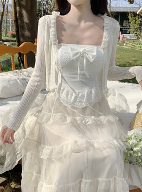 【Dear YN】温柔甜美 蝴蝶结设计下摆蕾丝抹胸上衣吊带背心带胸垫