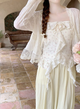 【Dear YN】温柔风 多色蕾丝花边设计感薄款开衫夏季防晒短外套女