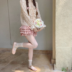 【Dear YN】温柔甜美 芭蕾风蛋糕裙粉色丝绒蓬蓬半身短裙女新夏季