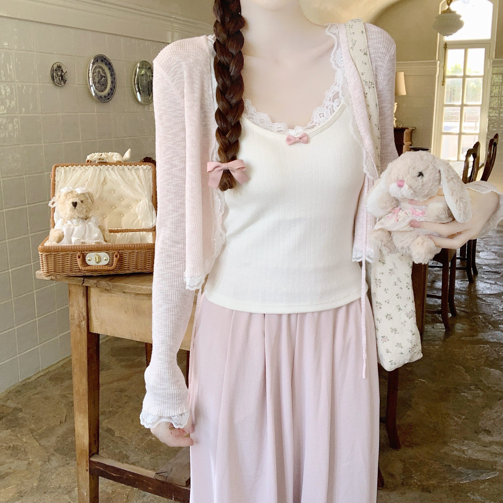 【DearYN】竹节棉系带防晒开衫图片