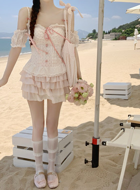 【Dear YN】甜美芭蕾风高腰显瘦蛋糕裙层层荷叶边仙女裙a摆短裙女