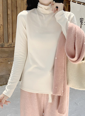 【Dear YN】冬日保暖德绒堆堆领打底衫女加绒磨毛高领长袖上衣