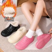 雨鞋 保暖防滑 雨靴厨房厚底时尚 短筒固定绒增高水鞋 耐女士防水胶鞋