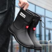 加厚男士 水靴加绒保暖厨房胶鞋 雨鞋 女士短筒束口雨靴防滑防水水鞋