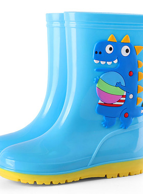 恐龙儿童防水雨鞋男女童宝宝雨靴加绒保暖学生胶鞋小孩中大童水鞋